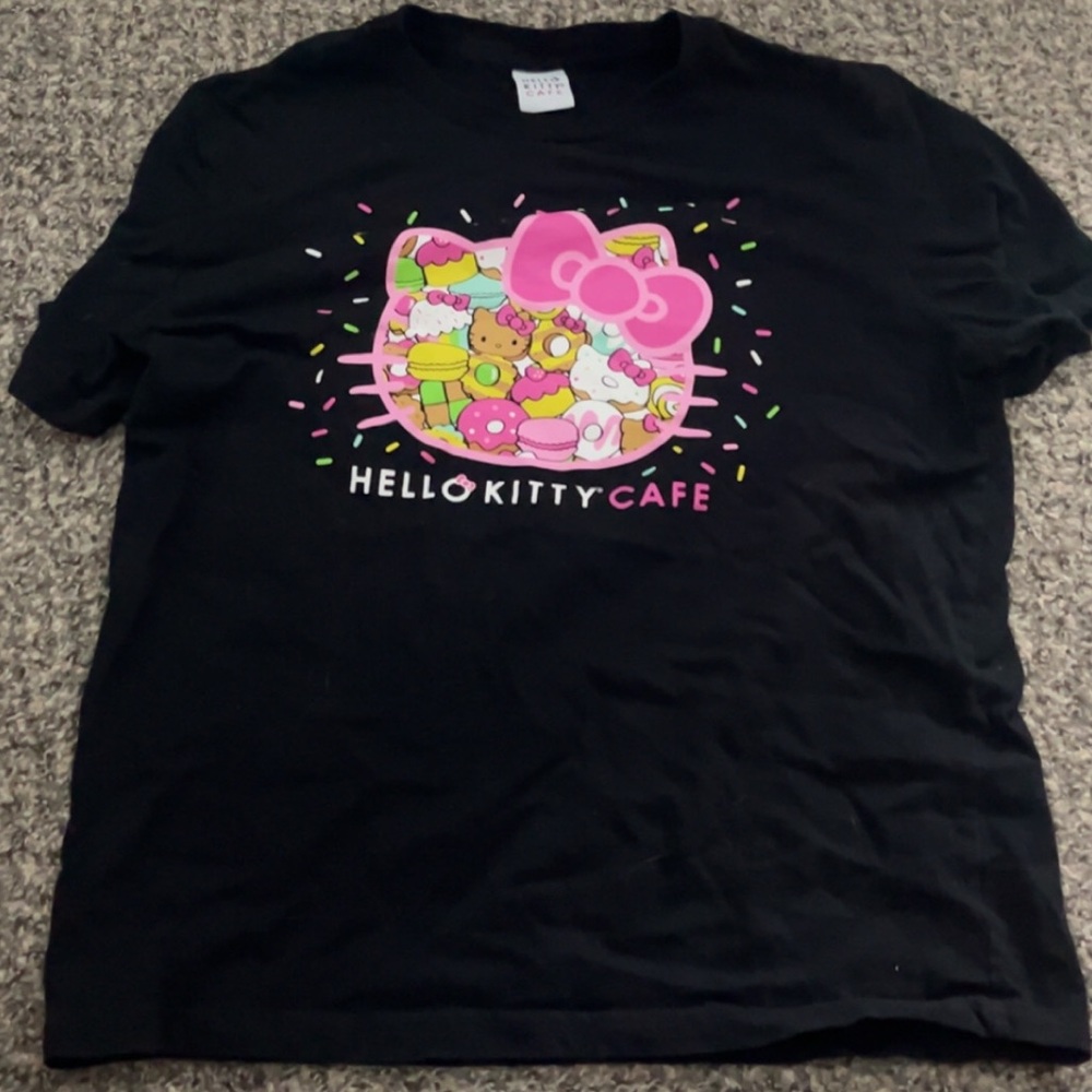 Hello Kitty Cafe Black and Pink T-Shirt